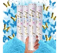 PrimePure Cannoni Spara Coriandoli per Gender Reveal - Polvere Biodegradabile e Coriandoli a Forma di Farfalla - Blu, Confezione da 4 - Bombe di Fumo Gender Reveal