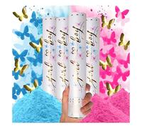 PrimePure Cannoni Spara Coriandoli per Gender Reveal - Polvere Biodegradabile e Coriandoli a Forma di Farfalla - Blu o Rosa, Confezione da 4 - Bombe di Fumo Gender Reveal