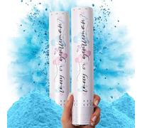 PrimePure Gender Reveal Sparacoriandoli - Cannoni Polvere Biodegradabile - Blu, Confezione da 2 - Fumogeni Ideali per Gender Reveal Party, Rivelazione del Genere Bambino