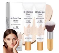 Primer Bb Tinted Care Con Pennello,Bb Cream Tinted Moisturizer Con Spf,Correttore Viso Idratante, Fondotinta Uniforme Per Tono Della Pelle, Correttore Idratante Protezione Solare (Avorio, 2Pz)