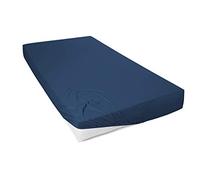 Primera - Lenzuolo con Angoli Elasticizzati in Jersey makò, 90 x 190-100 x 200 cm, Colore: Blu