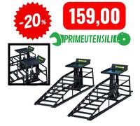 PRIMEUTENSILI 2 TON COPPIA 2 PEZZI RAMPE CARRABILI MAX 38CM CON MARTINETTO