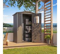 PRIMEYARD Casetta da giardino in plastica 129 x 103 cm, antracite - (GFPV01164)
