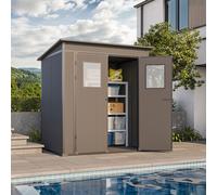 PRIMEYARD Casetta da giardino in plastica 176 x 129 cm, antracite - (GFPV01166)