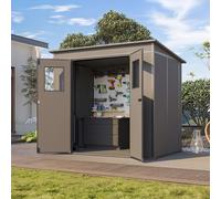 PRIMEYARD Casetta da giardino in plastica 213 x 145 cm, antracite - (GFPV01168)