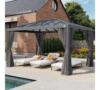 PRIMEYARD Luma Gazebo da giardino 3x4m, Hardtop, 4 teli laterali, loft grigio - (300664)
