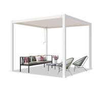 PRIMEYARD Pergola 3x3 m montanti in alluminio bianco con tetto a doghe in acciaio gazebo da giardino