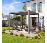 PRIMEYARD Pergola 3x3m, tetto lamellare, grigio perla - (400104)