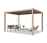 PRIMEYARD Pergola 3x4 m montanti in alluminio look legno con tetto a doghe in acciaio gazebo da giardino