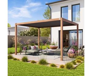 PRIMEYARD Pergola 3x4m, tetto lamellare, look legno - (400109)