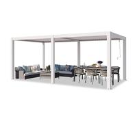 PRIMEYARD Pergola 3x6 m montanti in alluminio bianco con tetto a doghe in alluminio gazebo da giardino