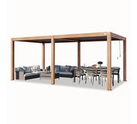 PRIMEYARD Pergola 3x6 m montanti in Alluminio Look Legno con Tetto a doghe in Alluminio Gazebo da Giardino