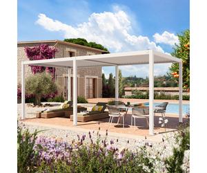 PRIMEYARD Pergola 3x6m, tetto lamellare, bianco - (400111)