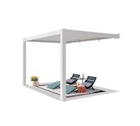 PRIMEYARD Pergola addossata 3x4 m montanti in alluminio con tetto a doghe in alluminio pergola a muro bianca