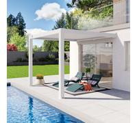 PRIMEYARD Pergola addossata in bianco 3x3, con tetto a lamelle in bianco - (400142)