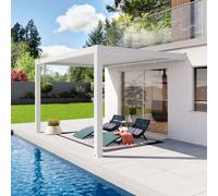 PRIMEYARD Pergola addossata in bianco 3x4, con tetto a lamelle in bianco - (400143)