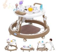 Primi Passi per Bambini,Giocattolo Musicale, Altezza Regolabile,Cuscino Girevole a 360°, 6 Ruote Silenziose,Adatto a Bambini e Bambine dai 6 Mesi in su,Marrone