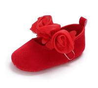 Primi passi per neonati e bambini, suola morbida, scarpe da balletto floreali per neonati, Colore: rosso, 6-9 mesi