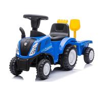 Primi Passi Trattore Cavalcabile NewHolland per Bambini con Rimorchio Paletta e Rastrello inclusi con Luci e Suoni Blu