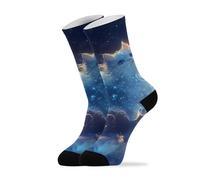 Primitive Blue Bohemian Cat Calzini Da Equipaggio Comodo Calze Lunghe Stampe Calzini Da Lavoro Per Esterno Hike Adulti 40Cm