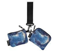 Primitive Blue Bohemian Cat Dual Wristlet Portafogli per le donne Minimalista Protezione per carta d'identità con cerniera Tasca portamonete per le signore 2 Pz tarjeteros para Mujer