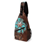 Primitive Cowboy Western Country Brown Star Rustic Unisex Borsa Monospalla Piccolo Borsa A Tracolla Leggera Crossbody Bag Per Escursionismo Viaggio Ciclismo