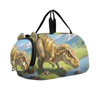 Primitive Jungle Dinosaur borsone con scomparto per scarpe leggero borsa da notte per spiaggia nuoto piscina sport