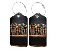 Primitive Totem - Etichette stampate in pelle PU, adatte per borse, borse da viaggio, etichette per bagagli, 4 pezzi
