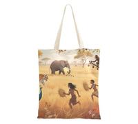 Primitive Tribal Prassland Animals Canvas Tote Bag Per Le Donne Regalo di Nozze Tela Totes Bulk
