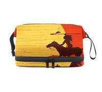Primitive Women Tiro con l'arco a cavallo a doppio strato, borsa per cosmetici per donne e ragazze, borsa da viaggio per trucchi pratica borsa organizer con scomparto per pennelli, Multi, 27x15x14