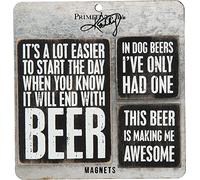 Primitives by Kathy 27488 - Set di 3 calamite in legno a forma di birra