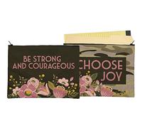 Primitives by Kathy Astuccio con cerniera a doppia faccia Be Strong and Courageous & Choose Joy, floreale