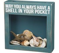 Primitives by Kathy Seashell Holder - Coastal Decor, Glass Display, Treasure Chest, Room and Bedroom Decor