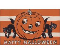 Primitives by Kathy Tappeto - Happy Halloween, mostra un design vintage di una Jack-O'Lantern e gatti neri con sentimento felice Halloween