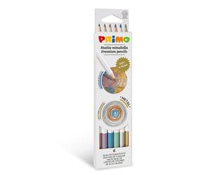 PRIMO - 5252MINAB6M - Matite colorate Minabella - diametro mina 3,8 mm - colori metallizzati assortiti - Primo - astuccio 6 pezzi - 89350 - Conf. da 1 Pz.