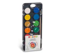 PRIMO - Acquerelli per Bambini Artisti, 12 Colori + 1 Pennello Acquerello per Dipingere, Kit Tavolozza per Dipingere Pittura, Colori per Bambini +3 Anni Acquerellabili Diametro 30mm Lavoretti Creativi