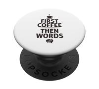 Primo caffè poi parole divertente scrittore caffeina PopSockets PopGrip Adesivo