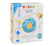 PRIMO - Colla Liquida Trasparente Colorata Ideale per Slime per Bambini, 2 Colle a Colori Metallizzate 240ml con Dosatore + Attivatore 240ml Set Valigetta Cartoleria per Lavoretti Creativi e Découpage
