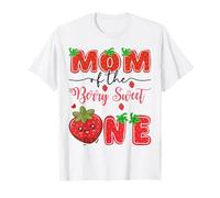 Primo compleanno di Mom Of The Berry Sweet One Strawberry Maglietta
