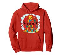 Primo Giorno della Fantastica Celebrazione della Pietra miliare prescolare Felpa con Cappuccio, Unisex per Adulti, Rosso, S