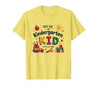 Primo Giorno di Scuola Materna Kid Primo Giorno Vibes Maglietta, Uomo, Limone, L