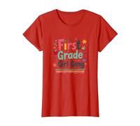 Primo Grado Ragazze Gang: Colorful Scuola Avventura Squadra Maglietta, Donna, Rosso, XL