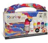 PRIMO Hobby & Professional - Valigetta Colori per Artisti +14 Anni, 5 Colori Acrilici Professionali per Tecnica Pouring Permanenti 100ml, Vernice Pittura Acrilica Lavoretti Creativi Cartoleria e Hobby