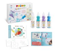 PRIMO Kidskit Marbling Effect - Kit Colori per Bambini +6, Set con 4 Tempere Ergonomiche e Dosatore 50ml, 1 Album da Colorare per Disegno, 1 Libretto per Lavoretti Creativi, Giochi Educativi Artistici