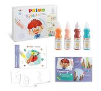 PRIMO Kidskit Symmetry Art- Kit Colori per Bambini +5Anni, Set con 4 Tempere Ergonomiche e Dosatore 50ml, 1 Album da Colorare per Disegno, 1 Libretto per Lavoretti Creativi, Giochi Educativi Artistici