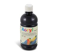 PRIMO Morocolor Acryl, 1 Bottiglia da 500 ml di Colore Acrilico Fine, Nero, Effetto Coprente e Luminoso, Dotato di Tappo Dosatore