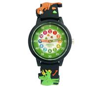Primo orologio per bambini con cinturino 3D - analogico a colori - Monster Trucks, dinosauri, ragno - Time Teacher - Ragazze, ragazzi, bambini - Orologio scolastico, Dinosauro nero, Dinosauri, T-rex
