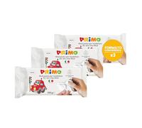 PRIMO - Pasta da Modellare Simil Argilla Dermatologicamente Testata 3x500g, Pasta Modellabile con Mani Inumidite, Giochi Bambini 3 Anni, Lavoretti Creativi, Asciuga all'Aria no Cottura, Inodore Vegana