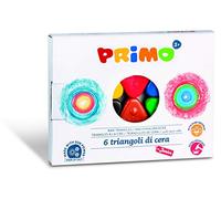 PRIMO - Pastelli a Cera Colorati con 6 Colori per Bambini +3 Anni a Triangolo Resistenti e Durevoli, Pastello dal Colore Intenso per Cartoleria e Lavoretti Creativi per Bambini, non Sporca le Mani
