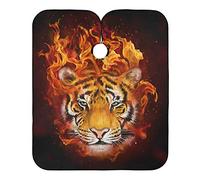 Primo Piano Della Testa Della Tigre Con Il Fuoco Mantella Parrucchiere Lavabile Taglio Di Capelli Mantello Regolabile Barber Cape Per Uomini Parrucchieri Bambini 140X168Cm